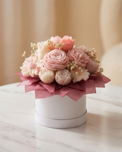 Rose candle bouquet gift box - candle,